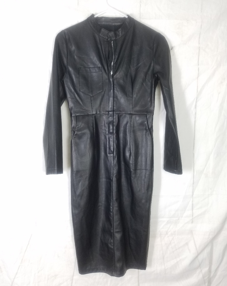 Zyth faux leather midi pencil dress